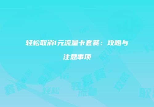轻松取消1元流量卡套餐：攻略与注意事项