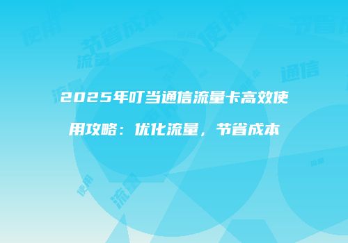2025年叮当通信流量卡高效使用攻略：优化流量，节省成本