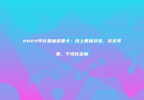 2025年比亚迪流量卡：线上便捷安装，安全可靠，个性化定制