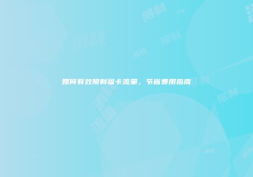 如何有效限制福卡流量，节省费用指南