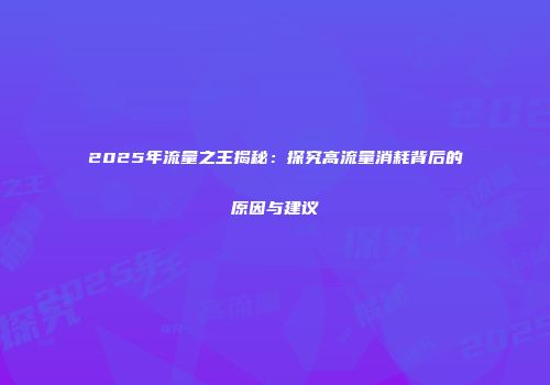 2025年流量之王揭秘：探究高流量消耗背后的原因与建议
