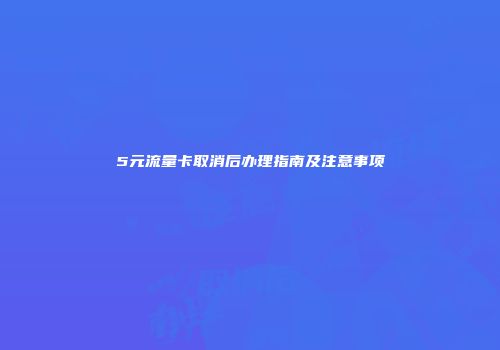 5元流量卡取消后办理指南及注意事项