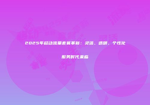 2025年移动流量套餐革新：灵活、透明、个性化服务时代来临