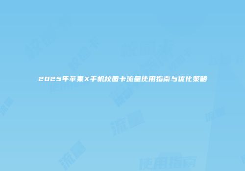 2025年苹果X手机校园卡流量使用指南与优化策略