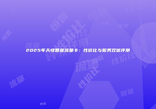 2025年天恒智联流量卡：性价比与服务双优评测
