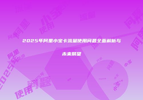2025年阿里小宝卡流量使用问题全面解析与未来展望