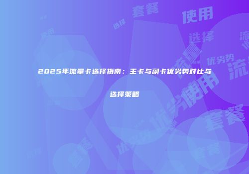 2025年流量卡选择指南：主卡与副卡优劣势对比与选择策略