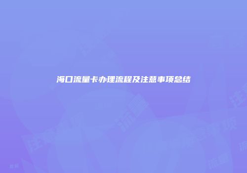 海口流量卡办理流程及注意事项总结