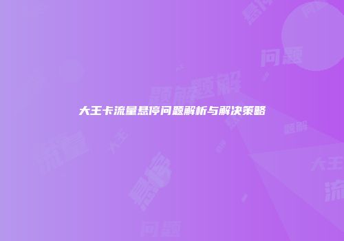 大王卡流量悬停问题解析与解决策略