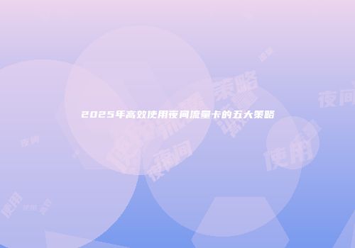 2025年高效使用夜间流量卡的五大策略