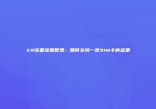 XR设备流量管理：如何关闭一张SIM卡的流量