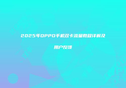 2025年OPPO手机双卡流量教程详解及用户反馈