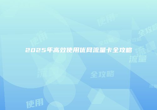 2025年高效使用优网流量卡全攻略
