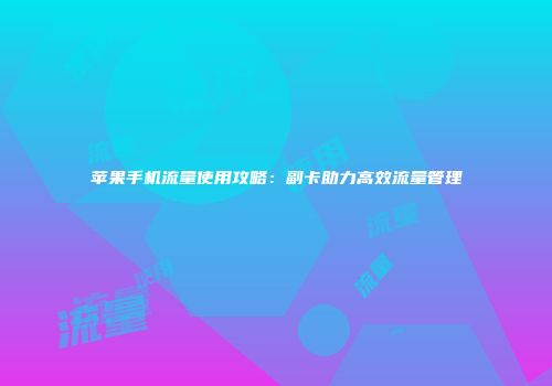 苹果手机流量使用攻略：副卡助力高效流量管理