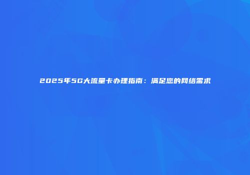 2025年5G大流量卡办理指南：满足您的网络需求