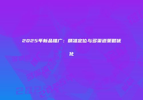 2025年新品推广：精准定位与多渠道策略优化
