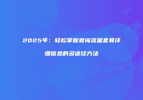 2025年：轻松掌握查询流量套餐详细信息的多途径方法