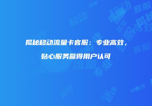 揭秘移动流量卡客服：专业高效，贴心服务赢得用户认可
