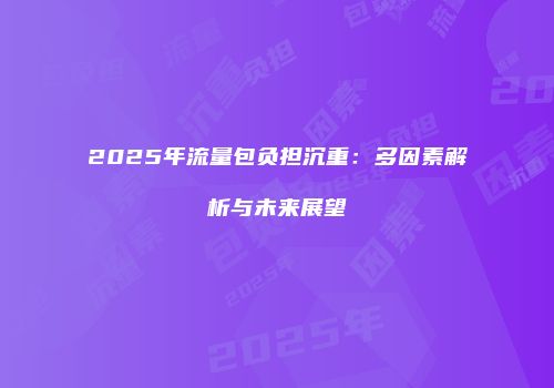 2025年流量包负担沉重：多因素解析与未来展望