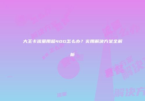 大王卡流量用超40G怎么办？实用解决方案全解析