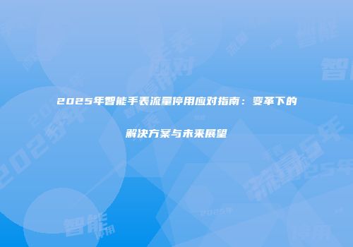 2025年智能手表流量停用应对指南：变革下的解决方案与未来展望