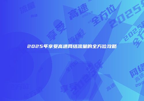 2025年享受高速网络流量的全方位攻略