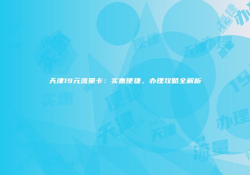 天津19元流量卡：实惠便捷，办理攻略全解析