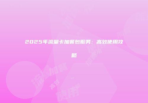 2025年流量卡加餐包服务：高效使用攻略