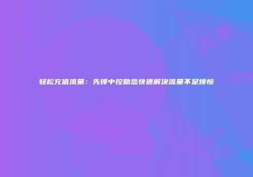 轻松充值流量：先锋中控助您快速解决流量不足烦恼