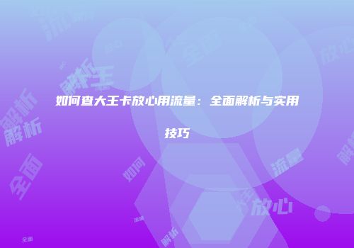 如何查大王卡放心用流量：全面解析与实用技巧