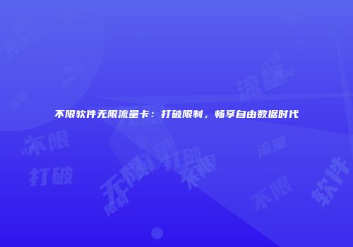 不限软件无限流量卡：打破限制，畅享自由数据时代