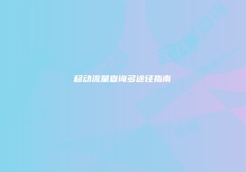 移动流量查询多途径指南