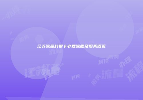 江苏流量封顶卡办理流程及服务概览