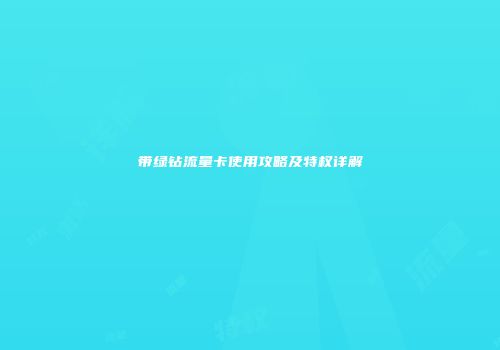 带绿钻流量卡使用攻略及特权详解