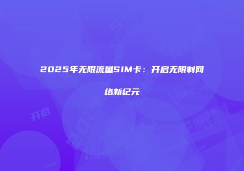 2025年无限流量SIM卡：开启无限制网络新纪元