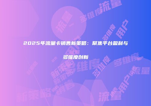 2025年流量卡销售新策略：聚焦平台盈利与多维度创新