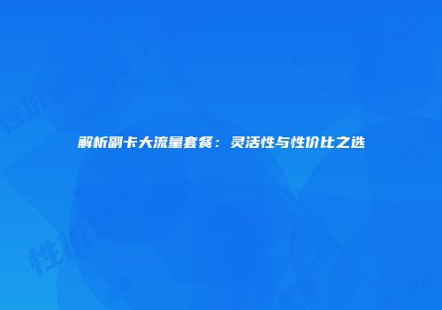 解析副卡大流量套餐：灵活性与性价比之选