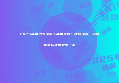 2025年延边大流量卡办理攻略：便捷流程、多样套餐与优惠政策一览