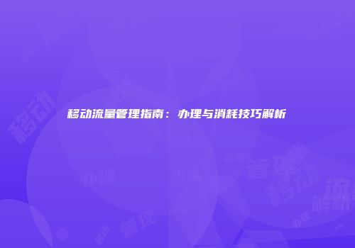 移动流量管理指南：办理与消耗技巧解析