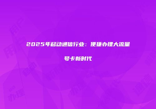 2025年移动通信行业：便捷办理大流量号卡新时代