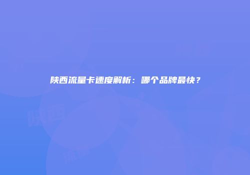 陕西流量卡速度解析：哪个品牌最快？