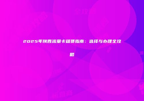 2025年陕西流量卡租赁指南：选择与办理全攻略