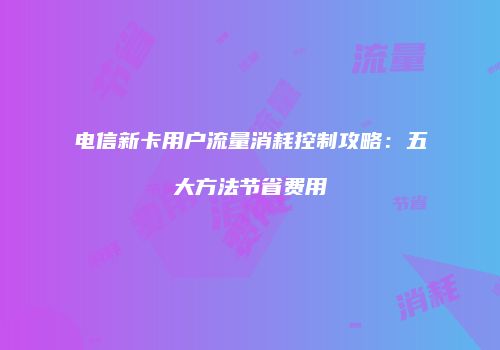 电信新卡用户流量消耗控制攻略：五大方法节省费用