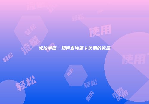 轻松掌握：如何查询副卡使用的流量