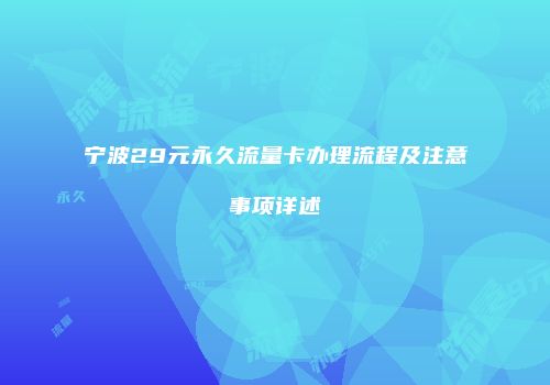 宁波29元永久流量卡办理流程及注意事项详述