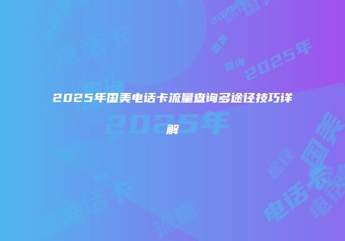 2025年国美电话卡流量查询多途径技巧详解