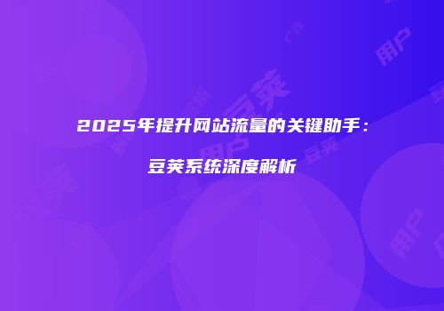 2025年提升网站流量的关键助手：豆荚系统深度解析