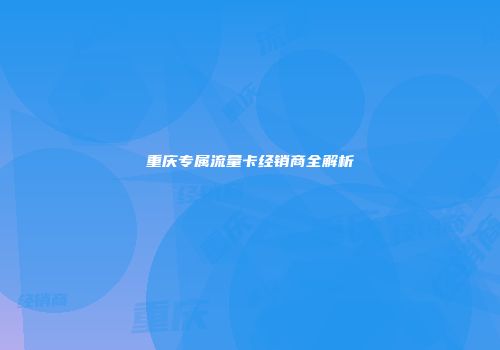 重庆专属流量卡经销商全解析