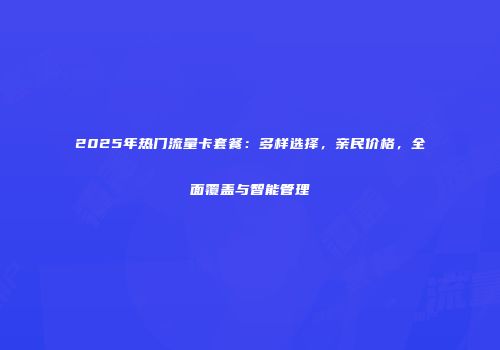 2025年热门流量卡套餐：多样选择，亲民价格，全面覆盖与智能管理
