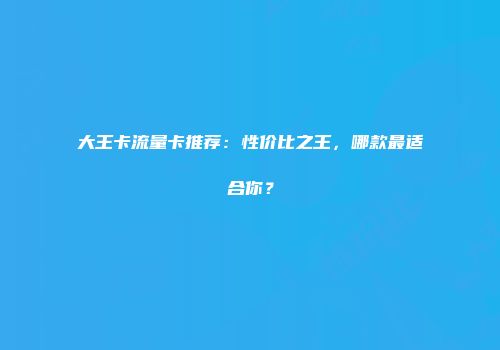 大王卡流量卡推荐：性价比之王，哪款最适合你？